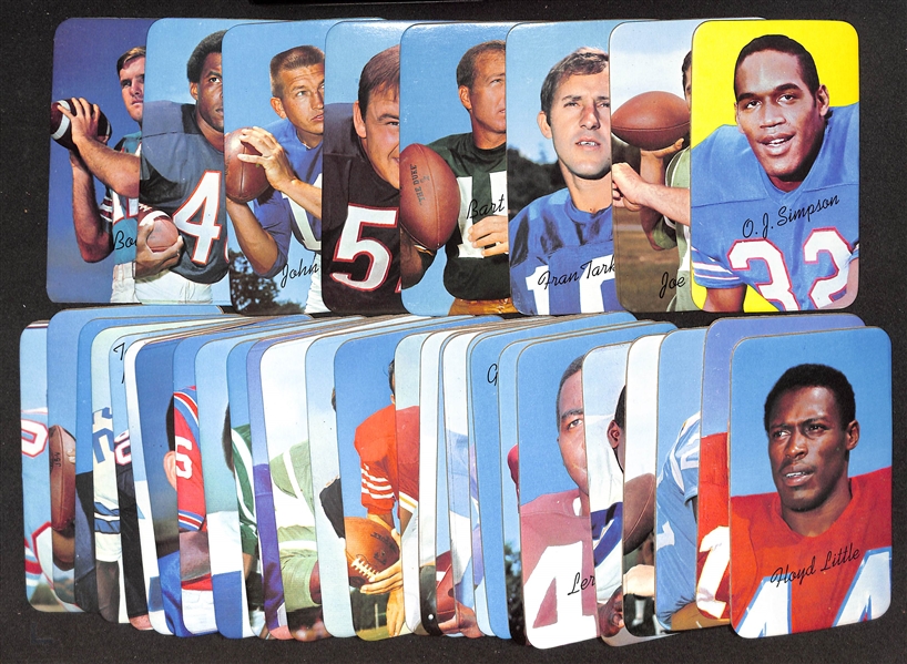 High-Quality 1970 Topps Super Football Complete Set of 35 Cards w. OJ Simpson (RC), Starr, Namath, Tarkenton, Unitas, Butkus, Sayers, Griese, +