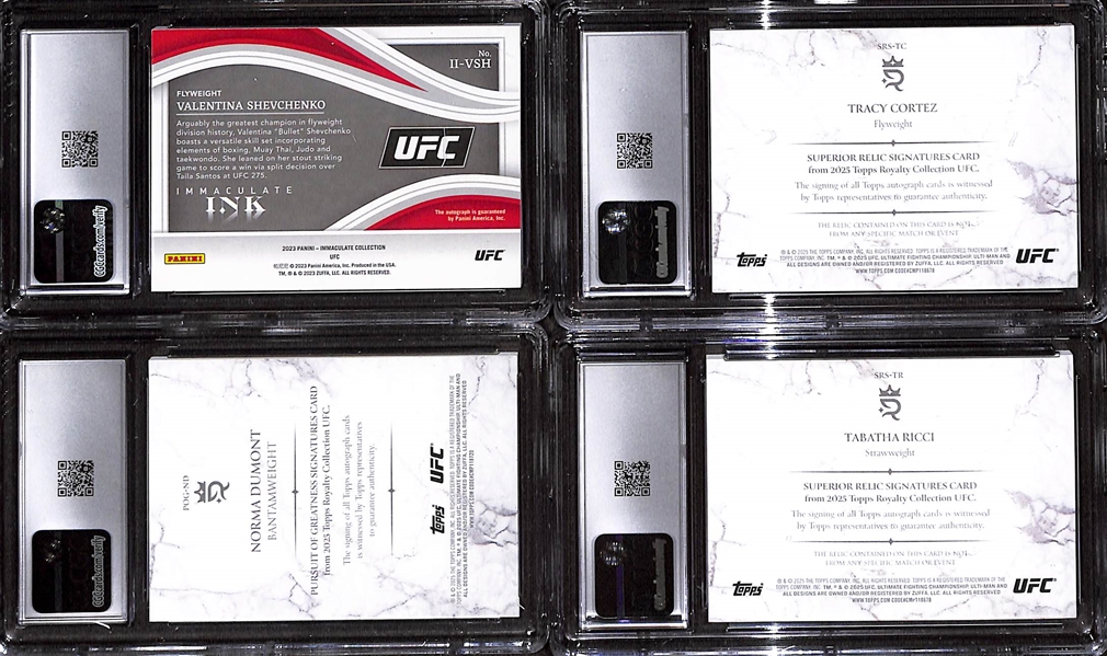 Lot of (4) CGC-Graded Autographed & Serial-Numbered UFC Cards with Valentina Shevchenko CGC 8.5 #/49