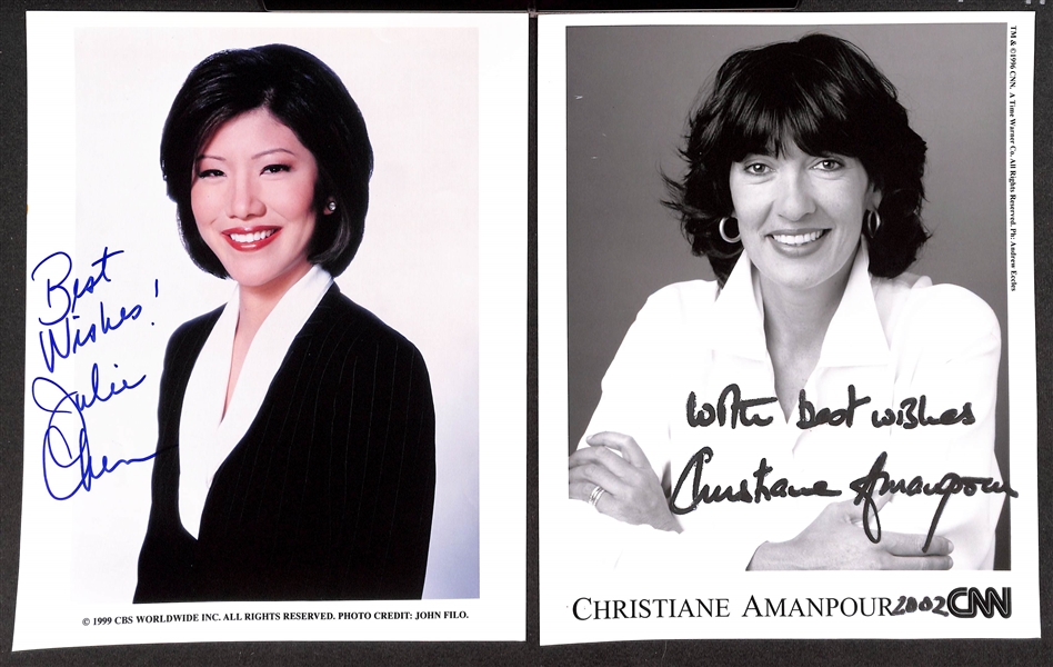 Lot of (200+) Signed National, Regional, & Local News Personalities (many personalized) w. Julie Chen, Christiane Amanpour, Robin Roberts, more