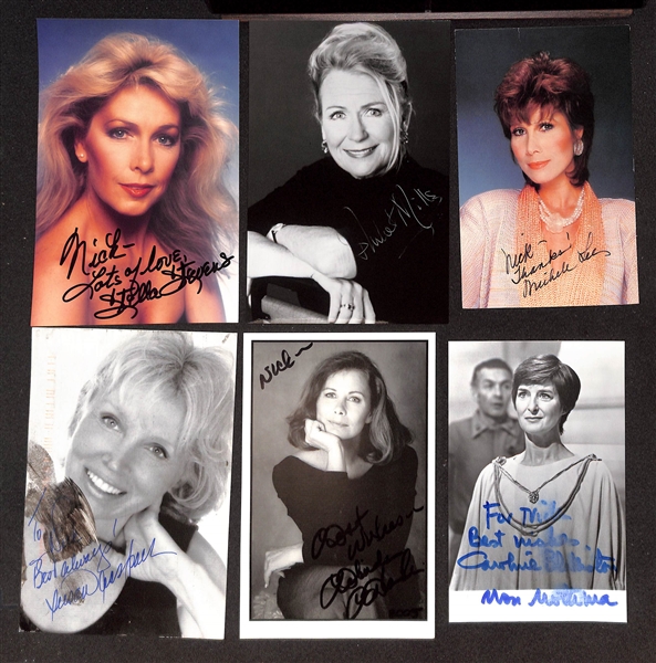 Lot of (45) Signed Postcard-Sized Actress Photos & Prints w. Stella Stevens, More (JSA Auction Letter)