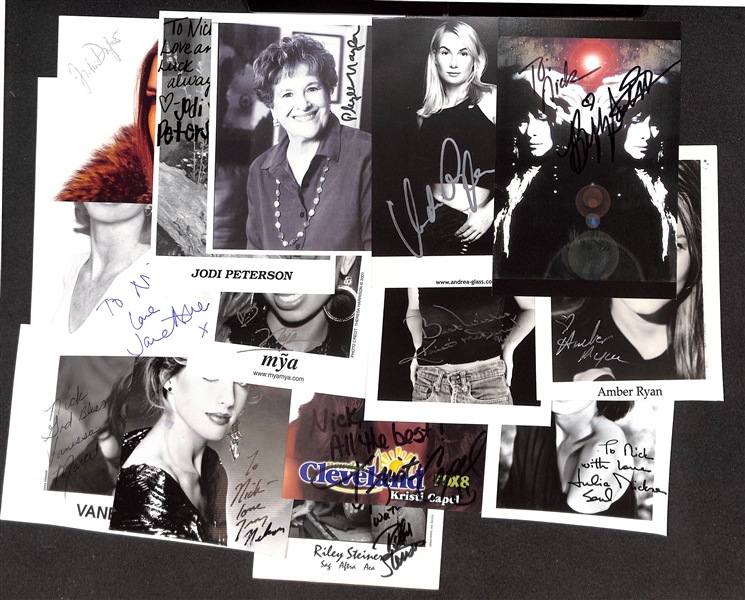 Lot of (45) Signed Postcard-Sized Actress Photos & Prints w. Stella Stevens, More (JSA Auction Letter)