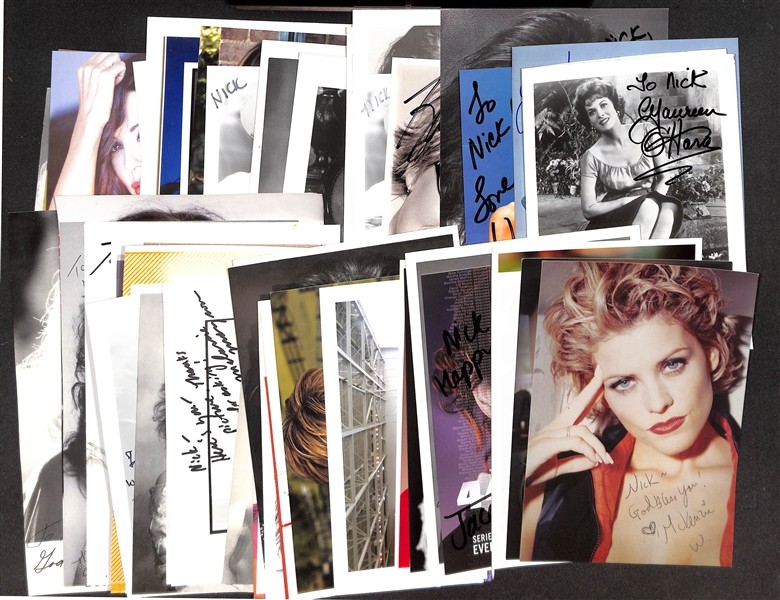 Lot of (55) Signed Actress Photos & Prints (approx 5x7) w. Maureen O'Hara, Dixie Carter, Morgan Brittany, More (JSA Auction Letter)
