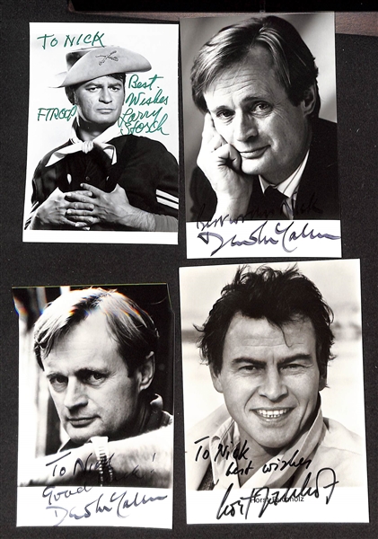 Lot of (45+) Signed Male Actor Photos & Prints (postcard sized) w. Leslie Neilson, Rex Harrison, More (JSA Auction Letter)