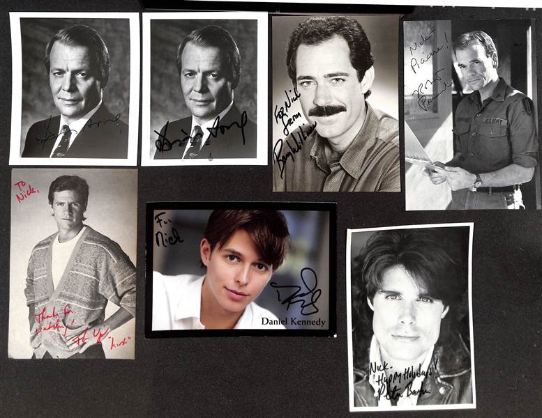 Lot of (45+) Signed Male Actor Photos & Prints (postcard sized) w. Leslie Neilson, Rex Harrison, More (JSA Auction Letter)