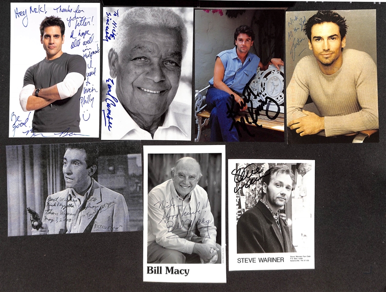 Lot of (45+) Signed Male Actor Photos & Prints (postcard sized) w. Leslie Neilson, Rex Harrison, More (JSA Auction Letter)
