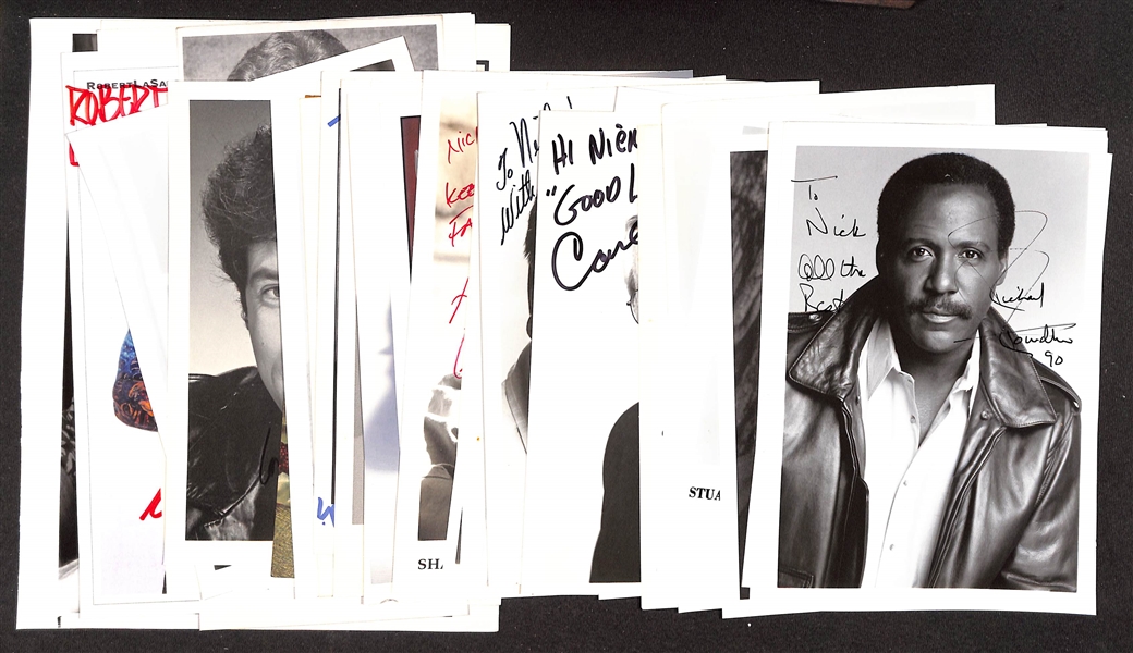 Lot of (40) Signed Male Actor Photos & Prints (approx 5x7) w. Richard Roundtree, Roddy McDowell, Stacy Keach, More (JSA Auction Letter)