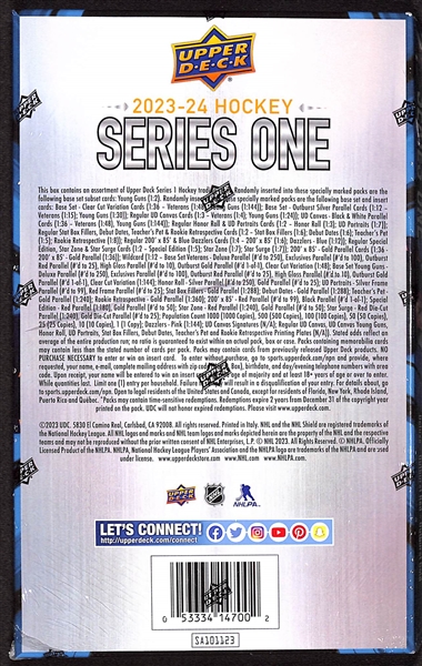 Sealed 2023-24 Hockey Upper Deck Series One Hobby Box