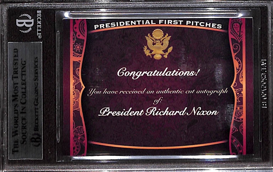 Richard Nixon Signed Custom Trading Card BGS Authentic