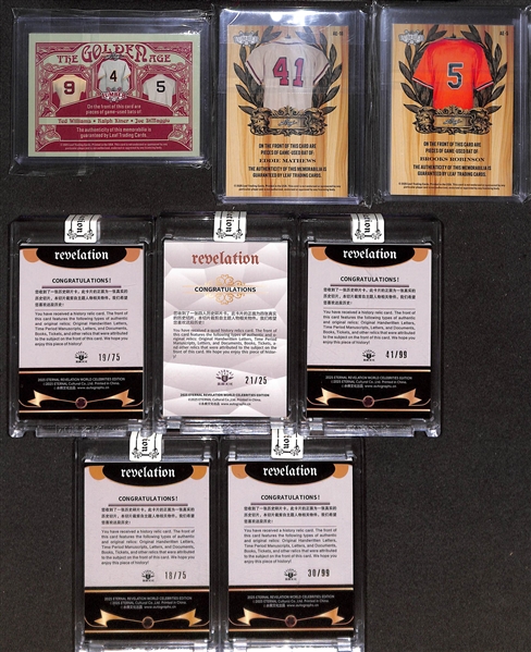 Lot of (8) Old School and Historic Relic Cards w. Joe DiMaggio, Ted Williams, Julius Caesar, Napoleon Bonaparte, Socrates, Plato, +