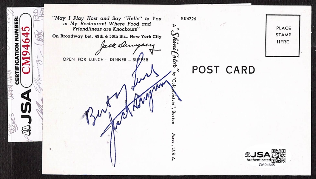 Boxing Memorabilia Lot of (50) Pieces w. Autographs, Photos, & Magazines w. Jack Dempsey Signed Postcard (JSA Auction Letter) 