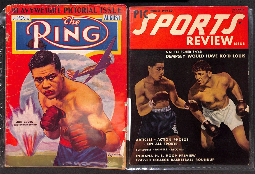 Boxing Memorabilia Lot of (50) Pieces w. Autographs, Photos, & Magazines w. Jack Dempsey Signed Postcard (JSA Auction Letter) 