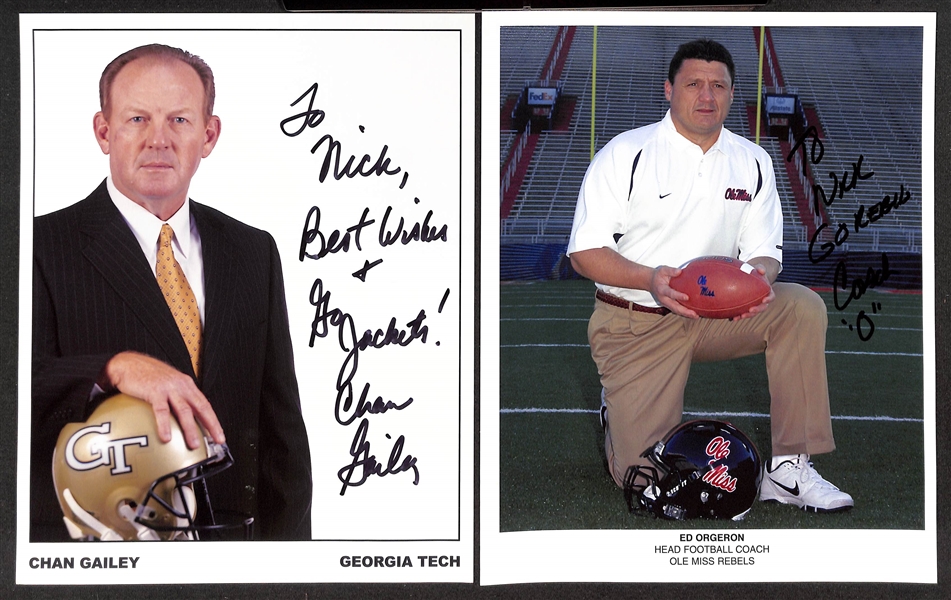 Lot of (70+) College Football Coach Signed Photos/Prints (primarily 8x10) w. Steve Spurrier, Mack Brown, Les Miles (JSA Auction Letter)