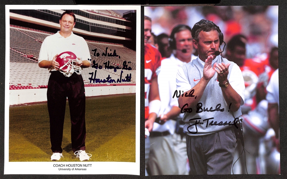 Lot of (70+) College Football Coach Signed Photos/Prints (primarily 8x10) w. Steve Spurrier, Mack Brown, Les Miles (JSA Auction Letter)