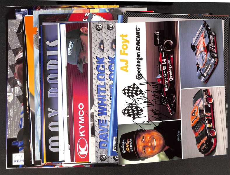 Lot of (50) NASCAR Driver Signed Photos/Prints w. AJ Foyt, Bobby Labonte, Brett Bodine, More (JSA Auction Letter)