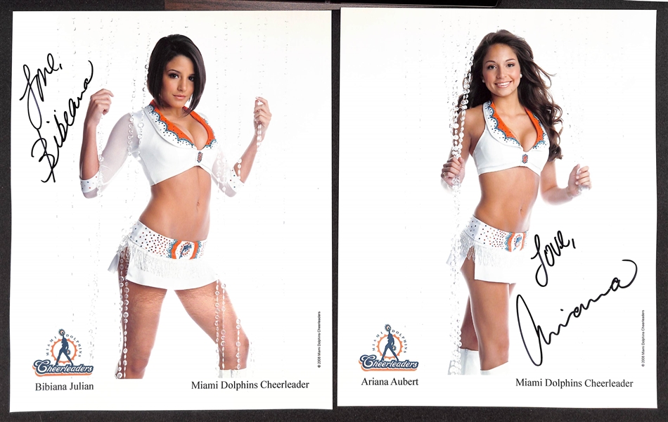 Mixed Sport Lot of (40) Signed Photos/Prints & (35) Signed 2008 Miami Dolphin Cheerleader Prints and Ari Luyendyk (Racer) (JSA Auction Letter)