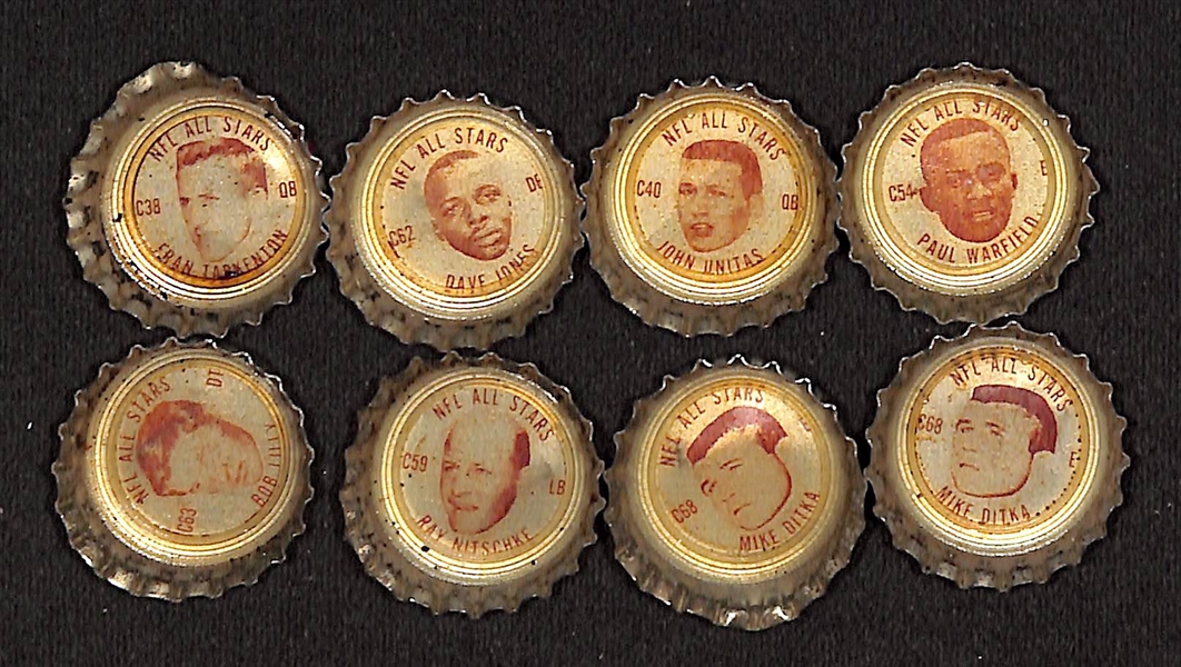 Lot of (61) 1965 NFL Coke Bottle Caps with Fran Tarkenton and Johnny Unitas 